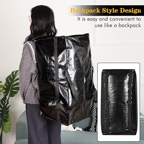 Miniatura 4 de Fixwal Paquete de 4 bolsas de mudanza, suministros de mudanza, bolsas de almacenamiento grandes de gran tamaño con correas de mochila, asas fuertes,