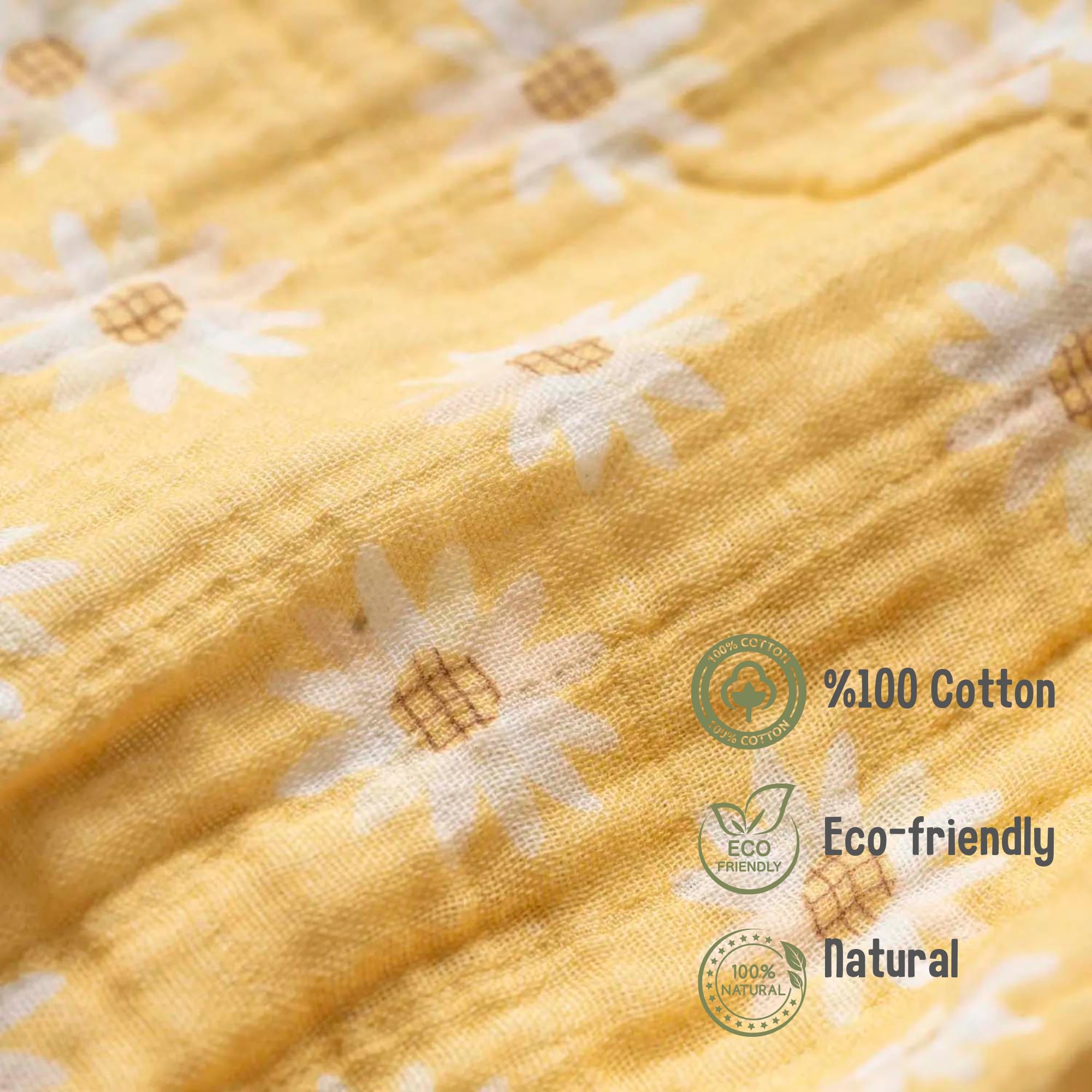 BEBELOP 100% cotton Organic Muslin Poncho,Fast-Drying Bath Towel with Hood 1-5 Years Lightweight and Breathable absorbent 2 Layer OEKO-TEX (Daisy) - Image 4