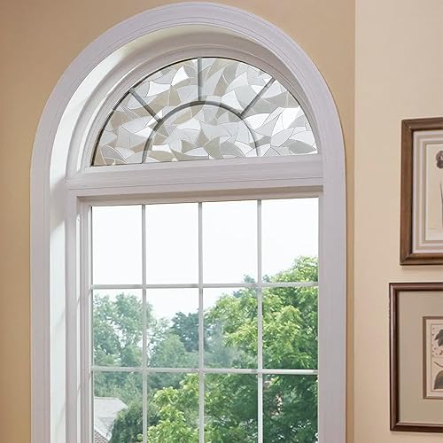 Miniatura 7 de Autotech Park Película de ventana arqueada personalizada precortada, diseño de mosaico moderno, hasta 64 pulgadas de diámetro y 33 pulgadas de altura