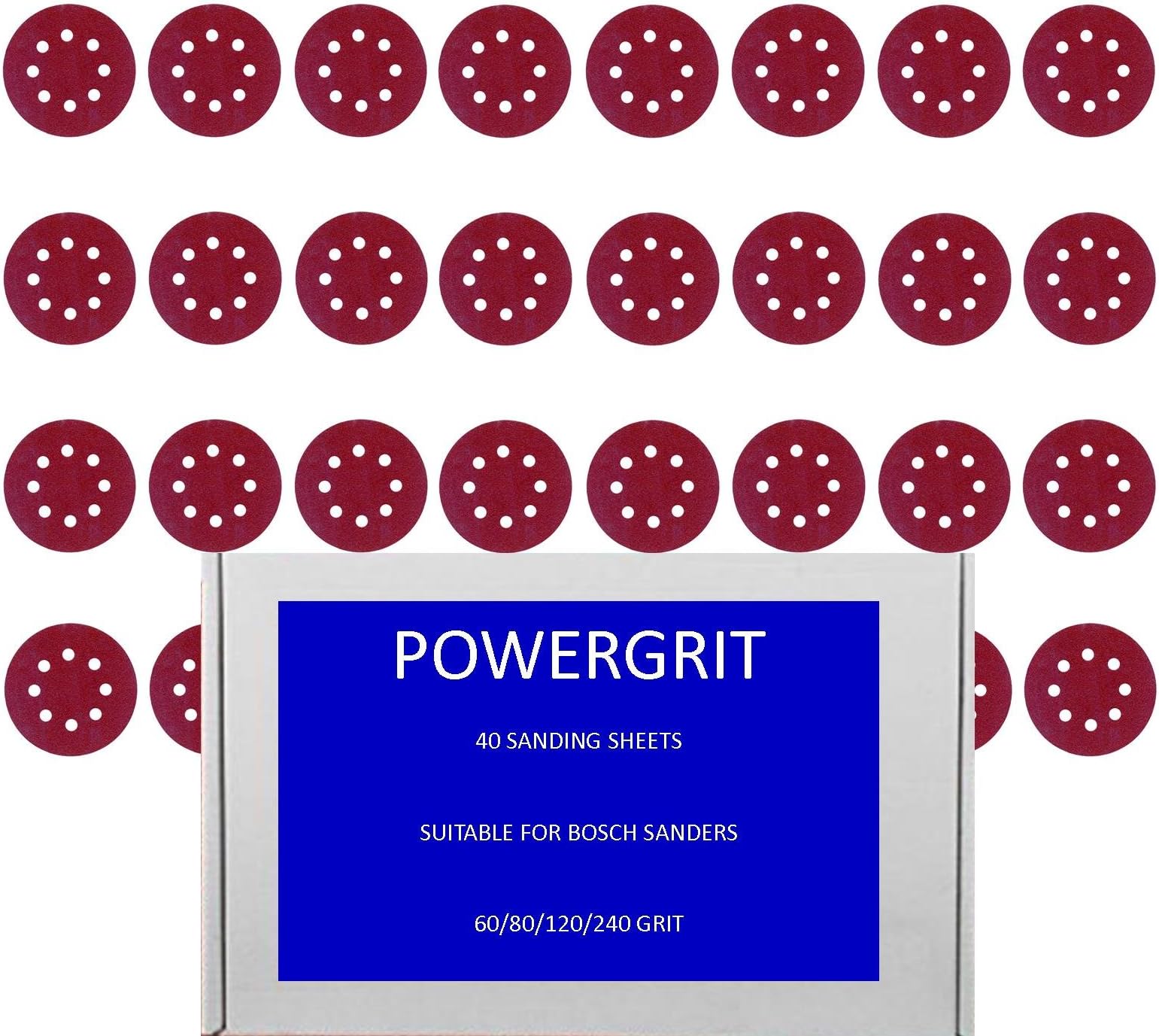 40 x Mixed Grit Sanding Discs For Bosch PEX 220/300 Random Orbital Sander 125mm