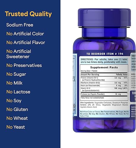 Miniatura 5 de Puritans Pride - Complejo de vitamina B y vitamina B-12 180 unidades