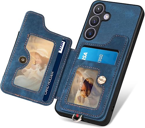 Miniatura 3 de Funda para Samsung Galaxy S24 Plus con tarjetero para mujer y hombre, funda de piel sintética tipo cartera con tapa, soporte de anillo con bloqueo