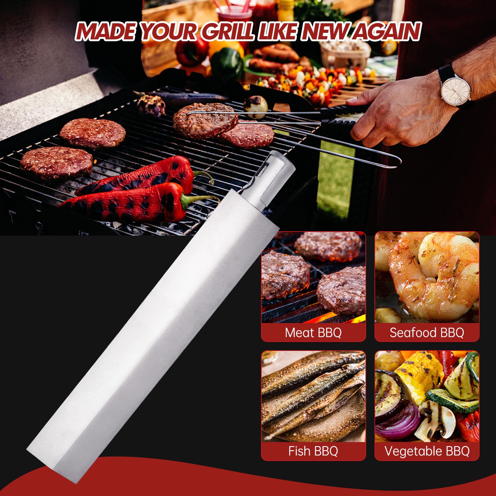 16516 - Quemador de parrilla de gas de repuesto para parrilla Bull Grill 47629, Cal Flame G4, Angus 47628, Outlaw 26038 26039, Steer Premium, Lonestar Select, Angus, Brahma, accesorios para