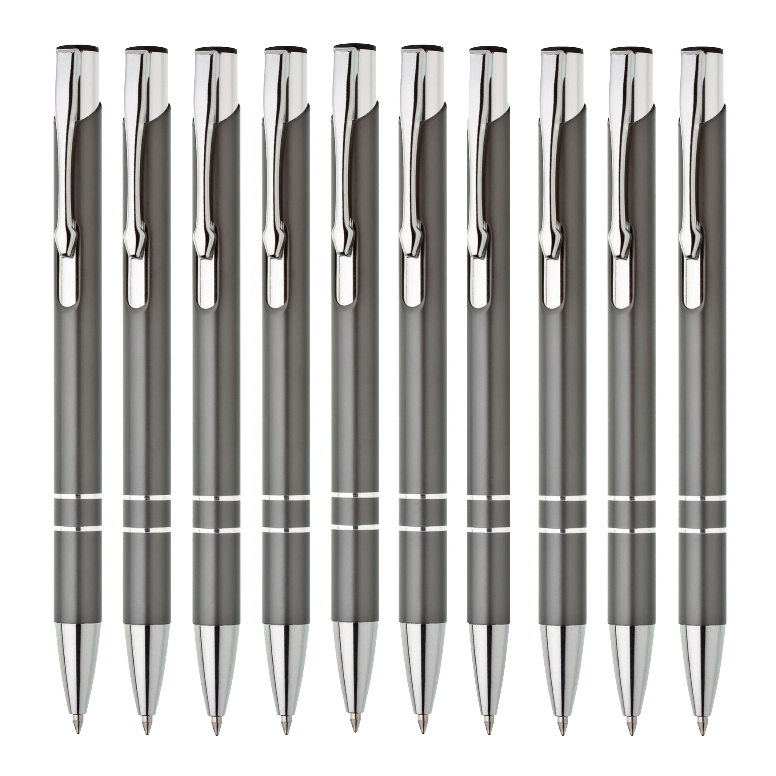 Lemina Metal Ballpoint Pens Set of 10 High-Quality Blue Ink Premium Ballpoint Pens for Office School and Home (Grey)