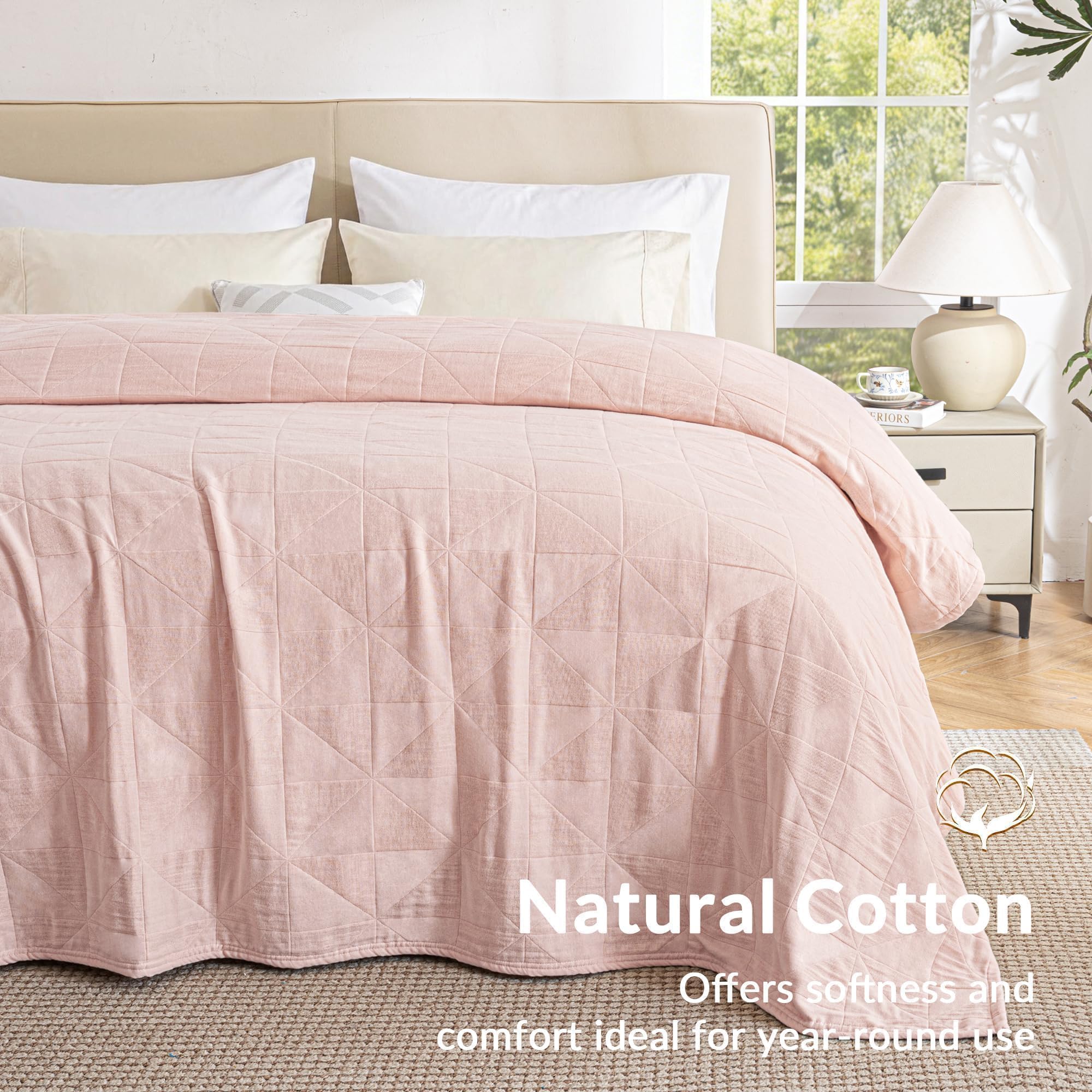 Exclusivo Mezcla Coperta in mussola 100% cotone per letto, King Size, 4 strati, traspira l'umidità e traspirante, ultra morbida, per primavera ed estate, 264 x 228,6 cm, rosa
