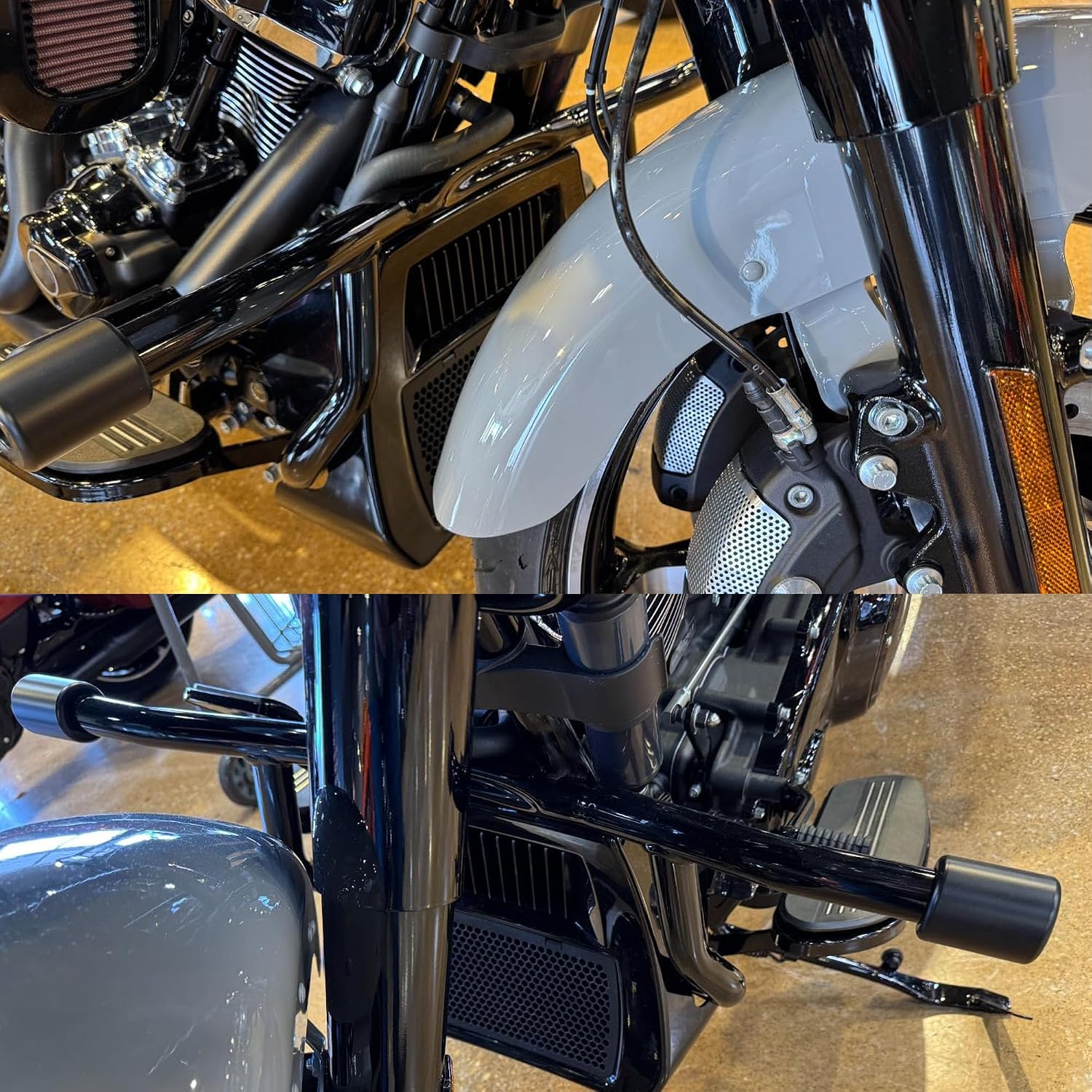 MZS Motorcycle Engine Guard Crash Bar Compatible with 2014-2026 Road King Electra Street Road Glide Ultra Limited Trike Low Rider, Touring Front Flat Out Highway Bar Frame Guards Black