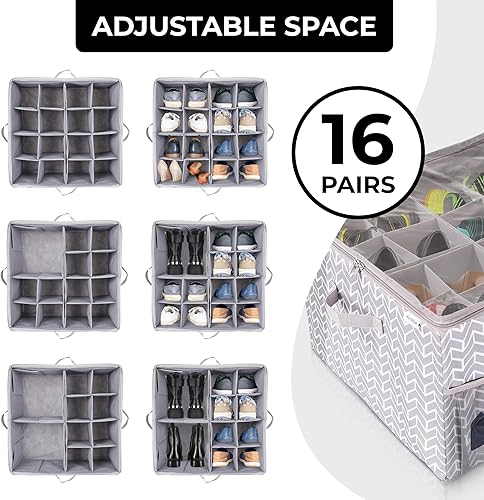 Miniatura 2 de ALCOVA Organizador de zapatos para armario, paquete de 3 cajas de almacenamiento de zapatos con cubierta transparente, caja de almacenamiento