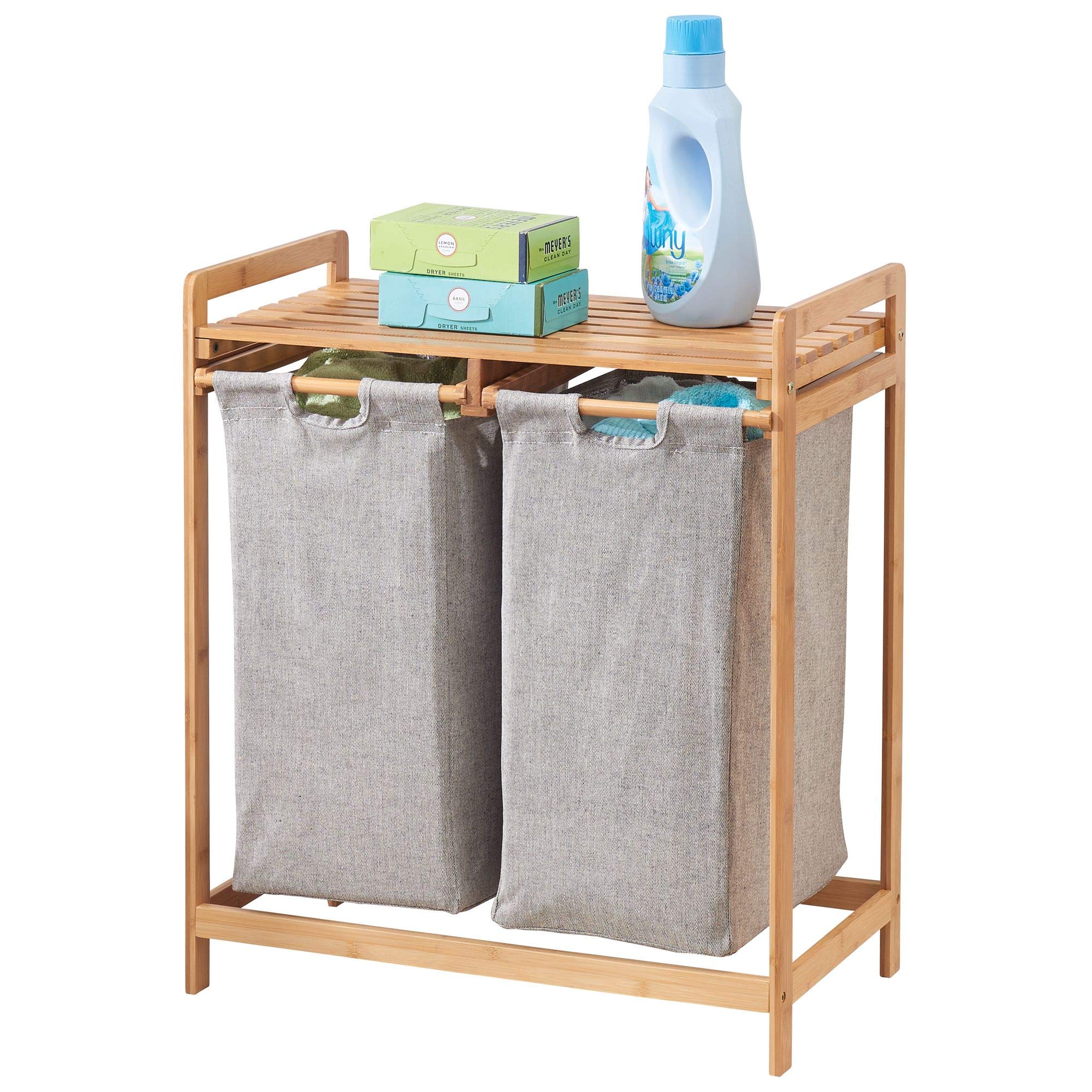 Mdesign Bamboo Wood Double Laundry Hampe Buy Online In China At Desertcart