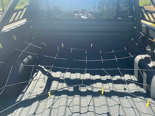 Red de carga para Ford Serie F Cama corta de tamaño matrimonial de 66 x 74 pulgadas - Organizador de maletero de coche de malla premium - Red de