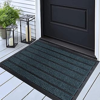 ubdyo Extra Durable Door Mat - Dirt Trapping Outdoor Welcome Mats - Non-Slip Outdoor Door Mats - Low Profile Front Door Mat - Indoor (30" x 17", Bright Blue)