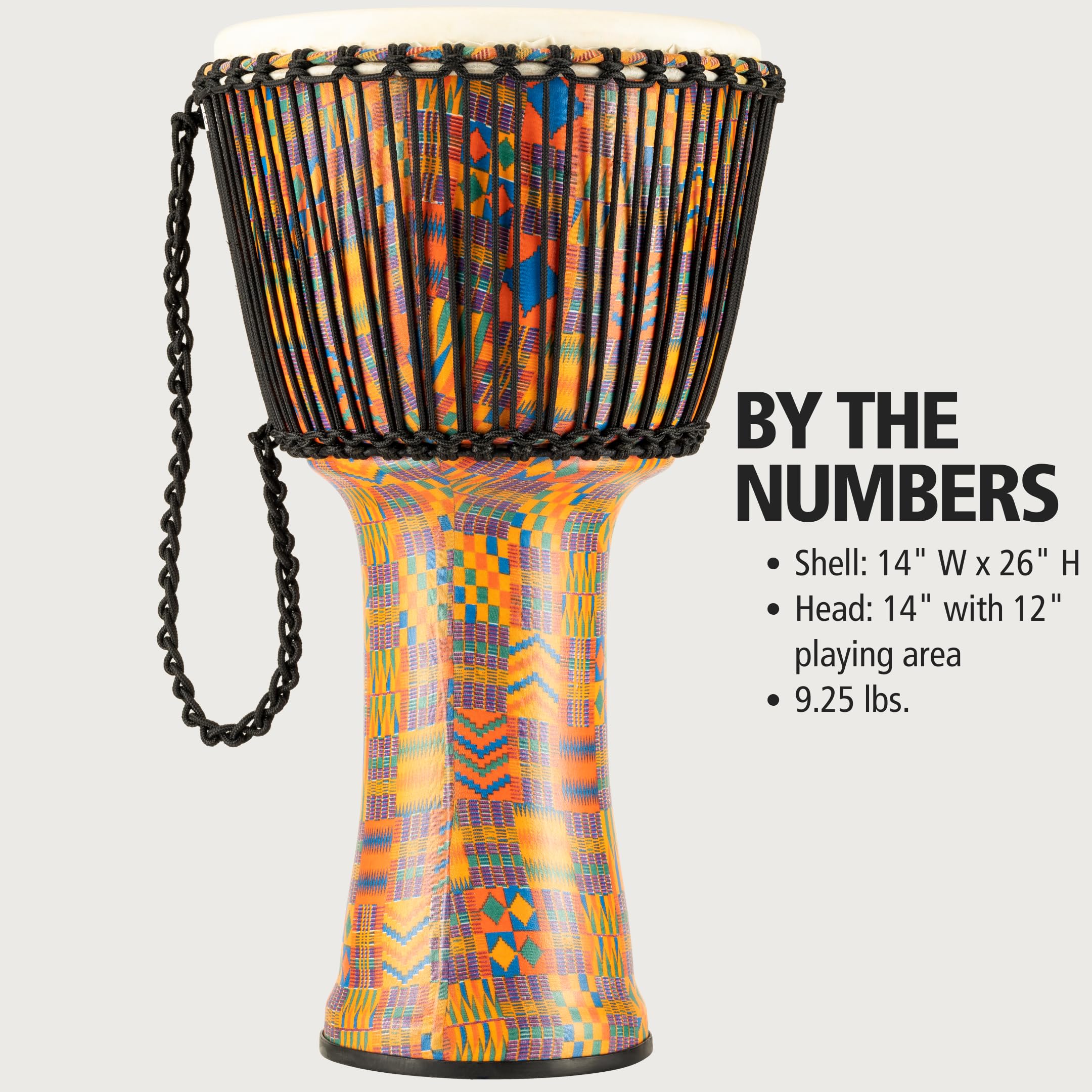Meinl Percussion Rope Travel Djembe - Sehr große Handtrommel - Mit Ziegenfell - Durchmesser 14 Zoll - Kunststoff, Mehrfarbig (PADJ2-XL-G)