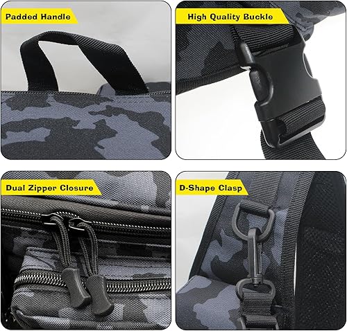 Miniatura 5 de Bolsa de aparejos de pesca, mochila de hombro con caña y soporte para equipo, bolsa de almacenamiento multifuncional cruzada bolsa de pesca