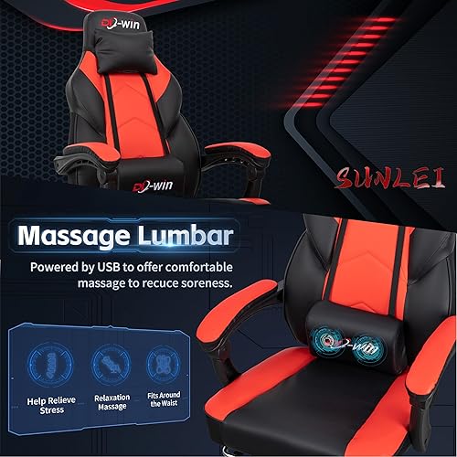 Miniatura 6 de Sillas para juegos de computadora, silla de juegos con silla giratoria para videojuegos para videojuegos, color rojo