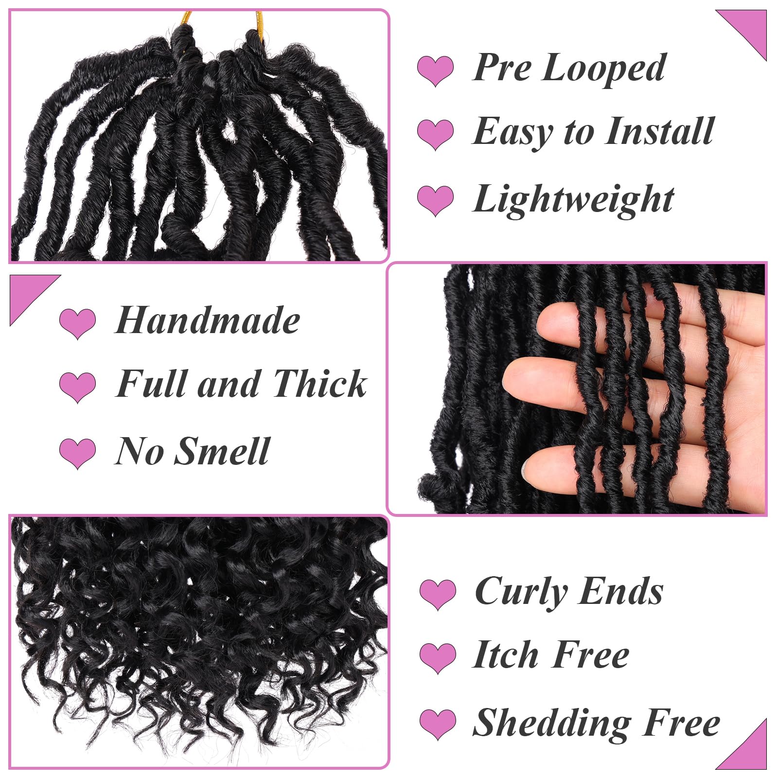 Samtress 14 Inch 7 packs Faux Locs Crochet Hair With Curly Ends Natural Wavy Nu Goddess Locs Synthetic Braiding Hair Extensions Natural Black (#1B) - Image 3