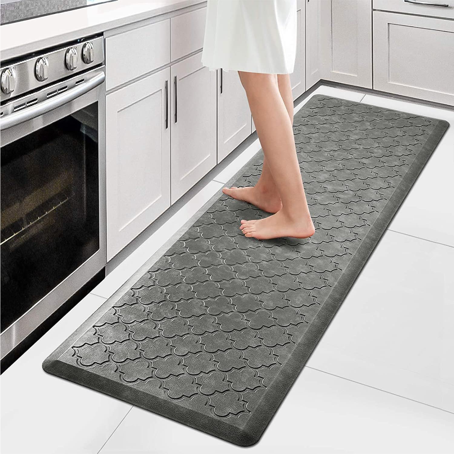 WISELIFE Kitchen Mat Cushioned Anti Fatigue Floor Mat,17.3"x60", Thick Non Slip Waterproof Kitchen Rugs and Mats, Standing Mat for Floor,Home,Office,Desk,Sink, Brown