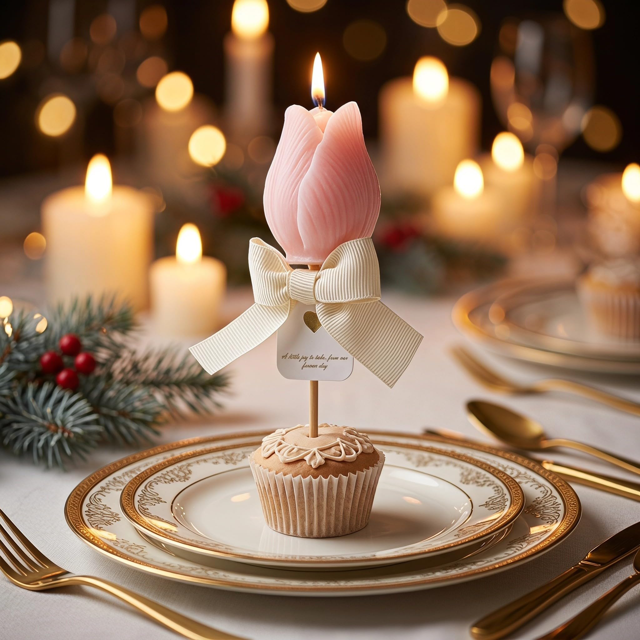 Lurrose 4 candele profumate a forma di tulipano, design realistico di tulip