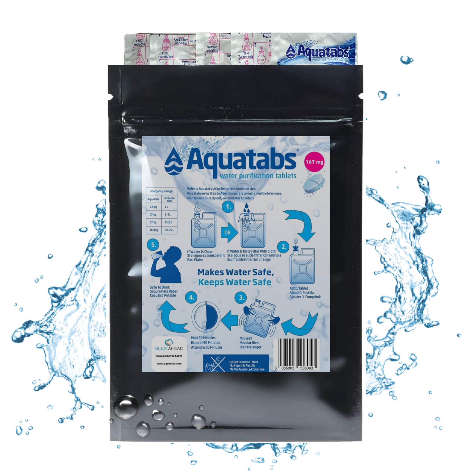 Water Purification Tablets 8.5mg x 100 – Water Treatment Tablets for Drinking Water – Water Purifier Tablets for Camping, Hiking, Travel, Survival & Emergency Prep – Each Tablet Treats 1–2 Litres