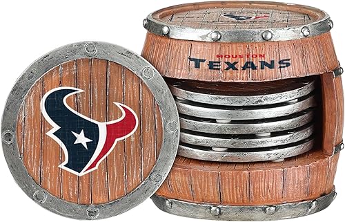 Miniatura 20 de FOCO NFL Team Logo 5-Pack Barrel Beverage Drink Coaster Set