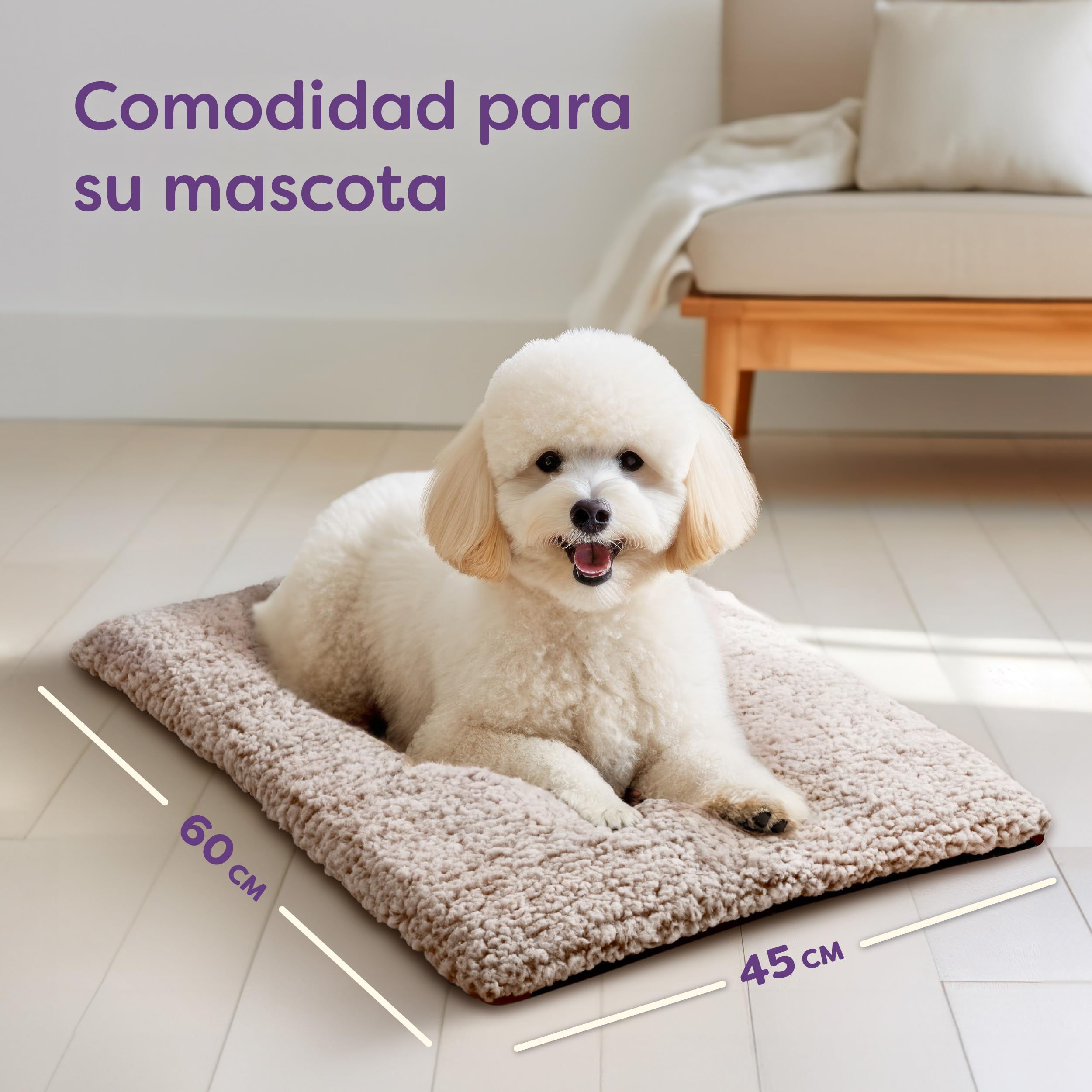 Knupis Manta Térmica Gatos & Perros 60x45cm - Manta Térmica Autocalentado Reducción de Ruido para Gatos y Perros Pequeños - Alfombra Calefactora -Funda Lavable - Estabilidad Reforzada (Marrón)