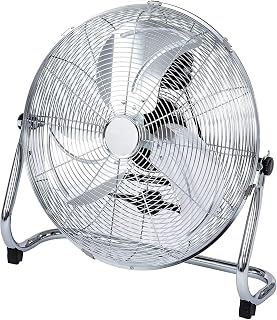 Fab Fans® 16" High Velocity Metal Chrome Floor Standing Fan with 3 Speed Settings - Tilting Mechanism - Powerful Motor Circulation - 3 Speed Settings - No Assembly