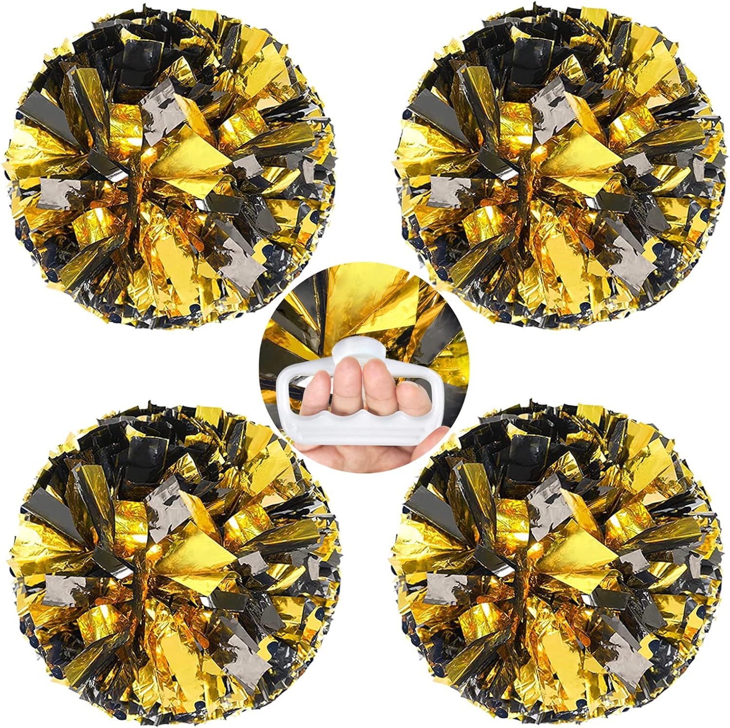 AUHOKY 4 Packs Metallic Cheerleading Cheer Pom Poms