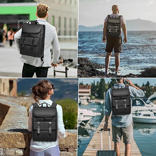 Miniatura 6 de Mochila vintage para laptop para hombres y mujeres, mochila de viaje de 15.6 pulgadas, mochilas impermeables de negocios y universidades, mochilas