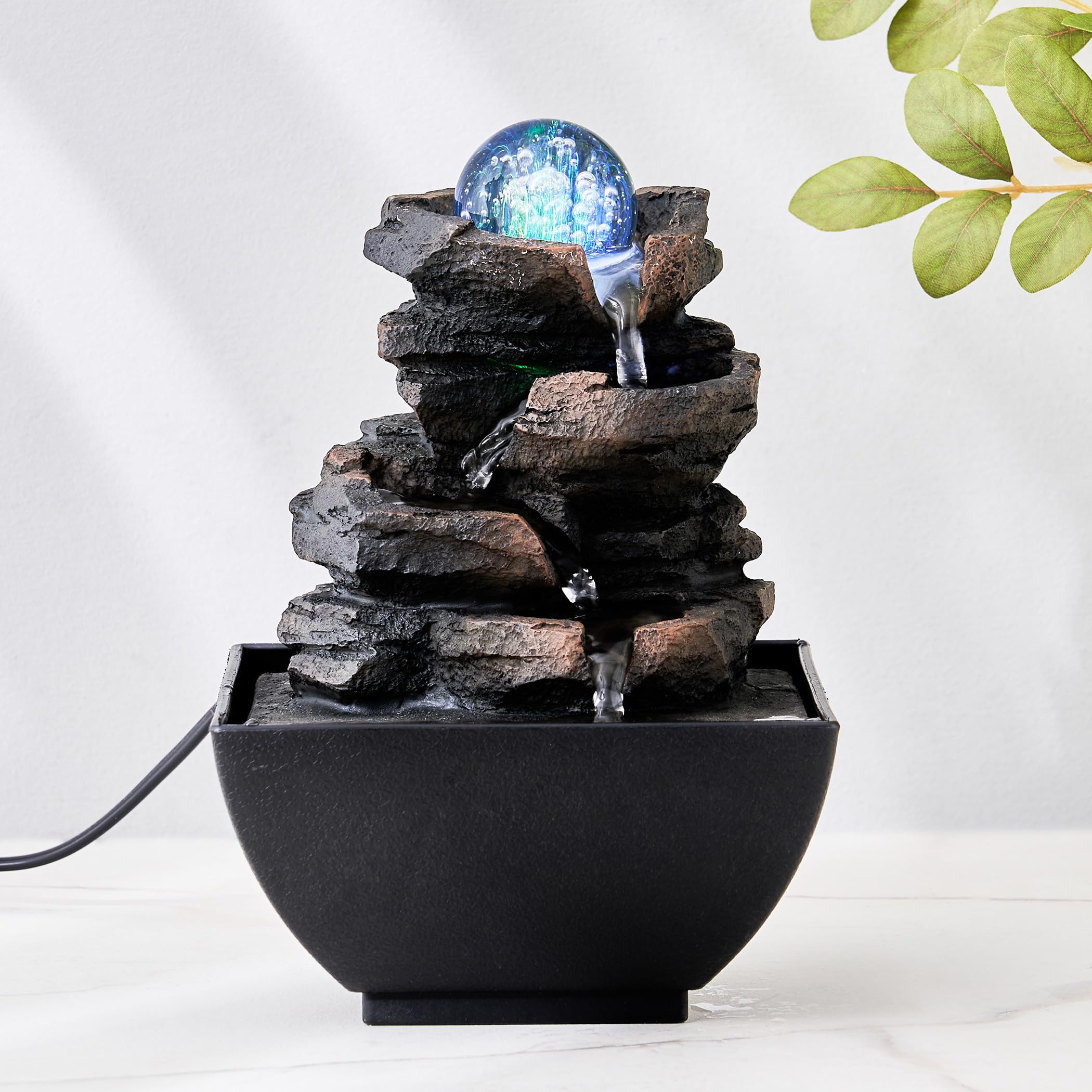 Home Centre Corsica SS24-CORSICA Flow Fountain 13X13X18CM BRN BLK, Resin