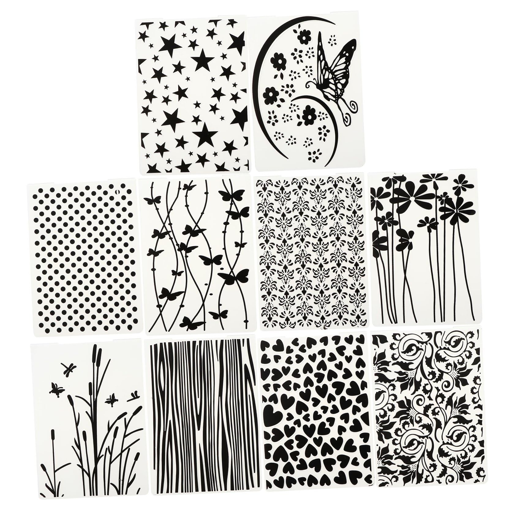 SEWOART 10pezzi Template Plastica Per Embossing Di Modelli Per Scrapbooking e Decorazioni Fai Da Te Con Design Unico e Superficie Irregolare