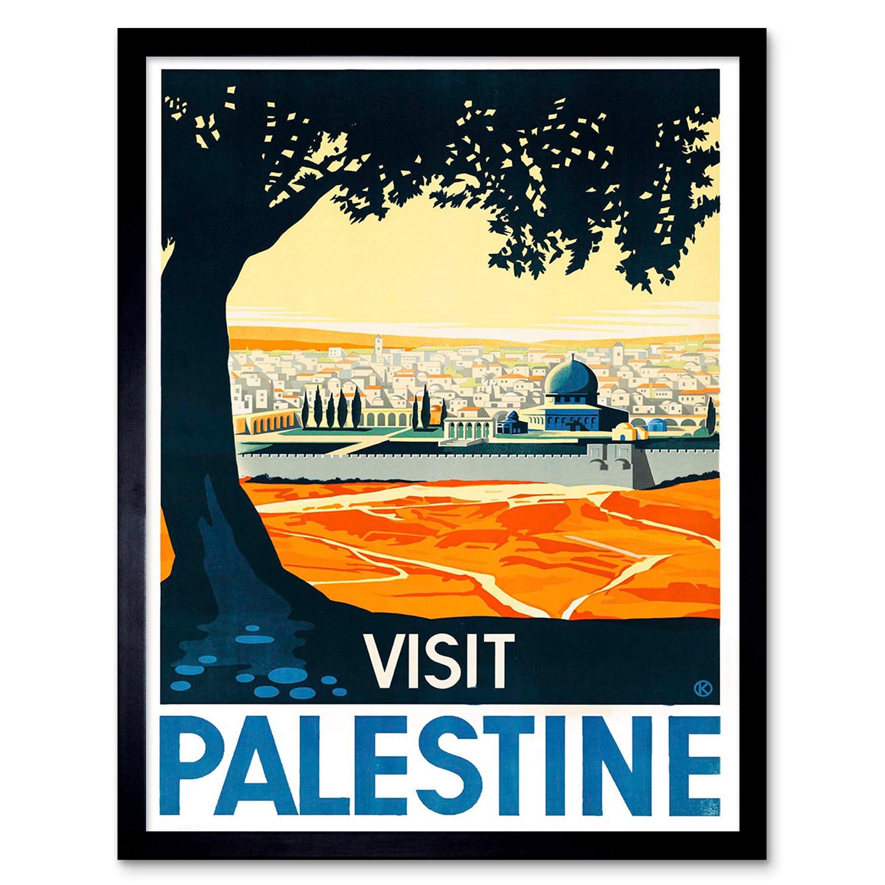 Artery8 Framed Art Print - Mosque City Holy Land Tree - 12x16" - Multicolor