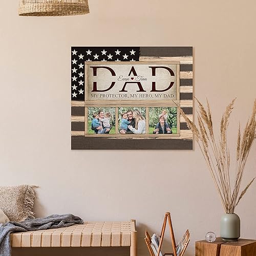 Miniatura 5 de KORAFINA Regalos personalizados con foto de papá, lienzo y póster de My Protector My Hero My Dad, lienzo del día del padre, regalo del día del