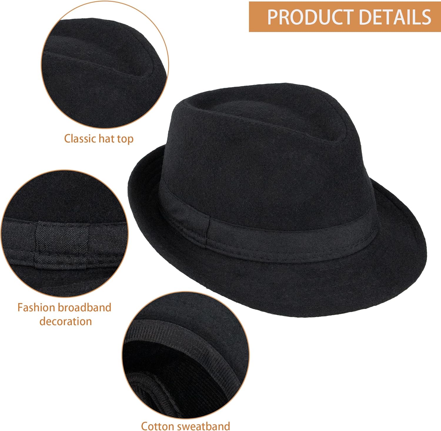 Unisex Classic Fedora Hat Manhattan 1920s Short-Brim Panama Jazz Hats for Men Women - Image 2