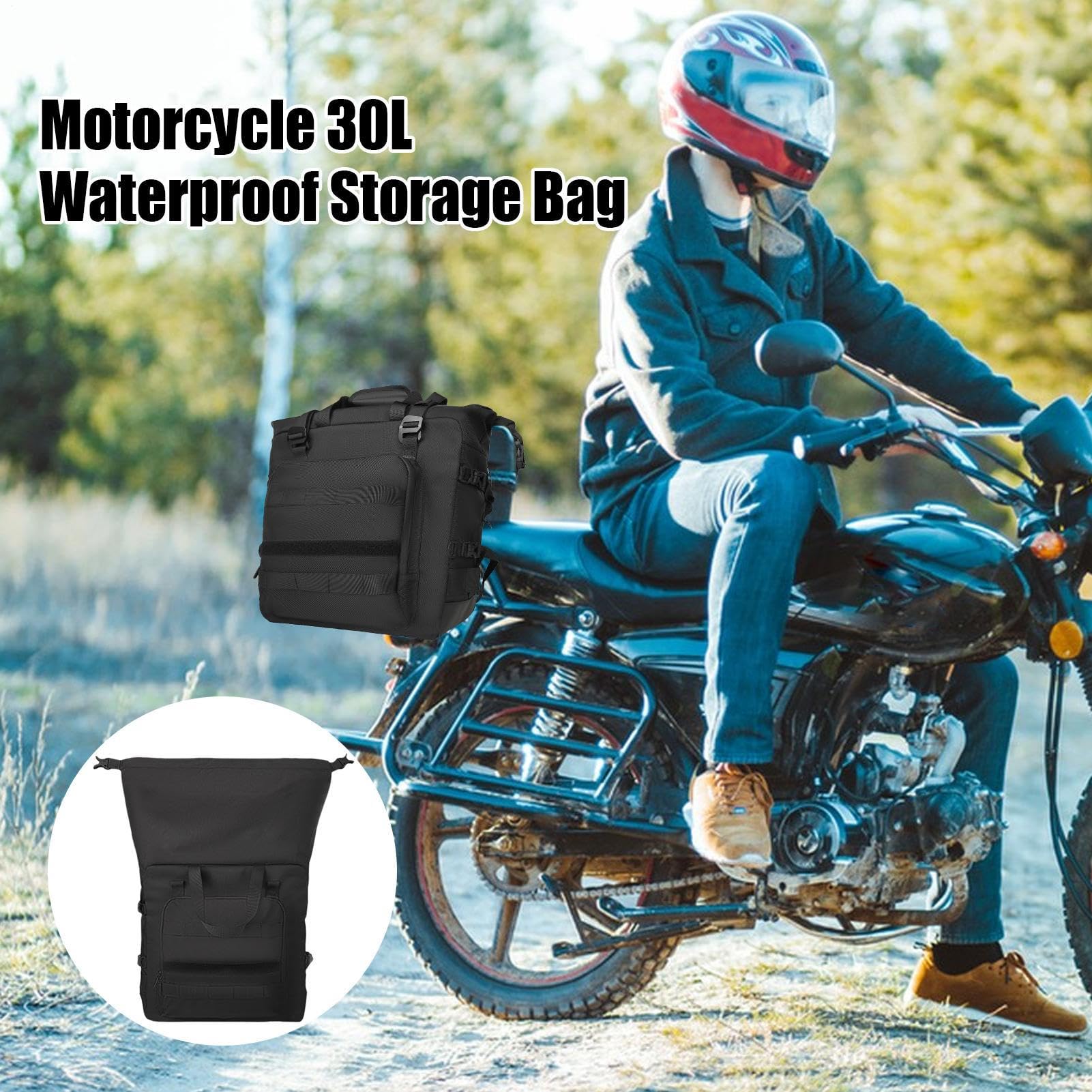 Sacoches de selle de moto, sac de rangement, résistant à l'eau, capacité de 30 l, fermeture à boucle , 1 paire pour voyage, tourisme, aventure en plein air, 2,7 kg, noir | Sac à Outils Moto Pour Femmes Adultes Et Adolescents Activités De Plein Air Cyclism