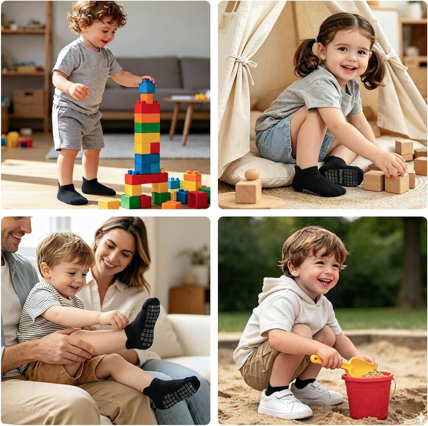 Baby Non Slip Ankle Socks with Grippers for 0 Months-10 Years Old Walking Socks