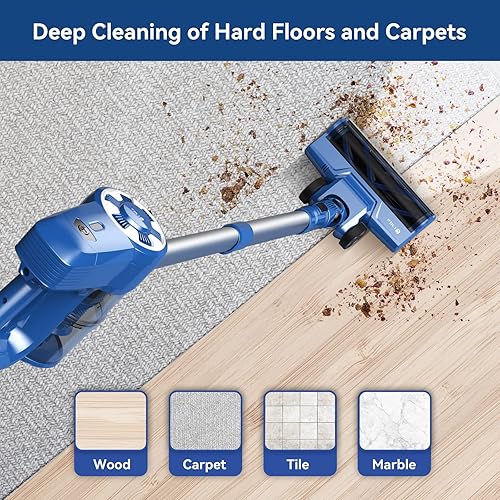 Miniatura 5 de UMLo Aspiradora inalámbrica, aspiradora ligera 6 en 1, potente aspiradora recargable con batería de 2200 mAh, tiempo de funcionamiento máximo de 40