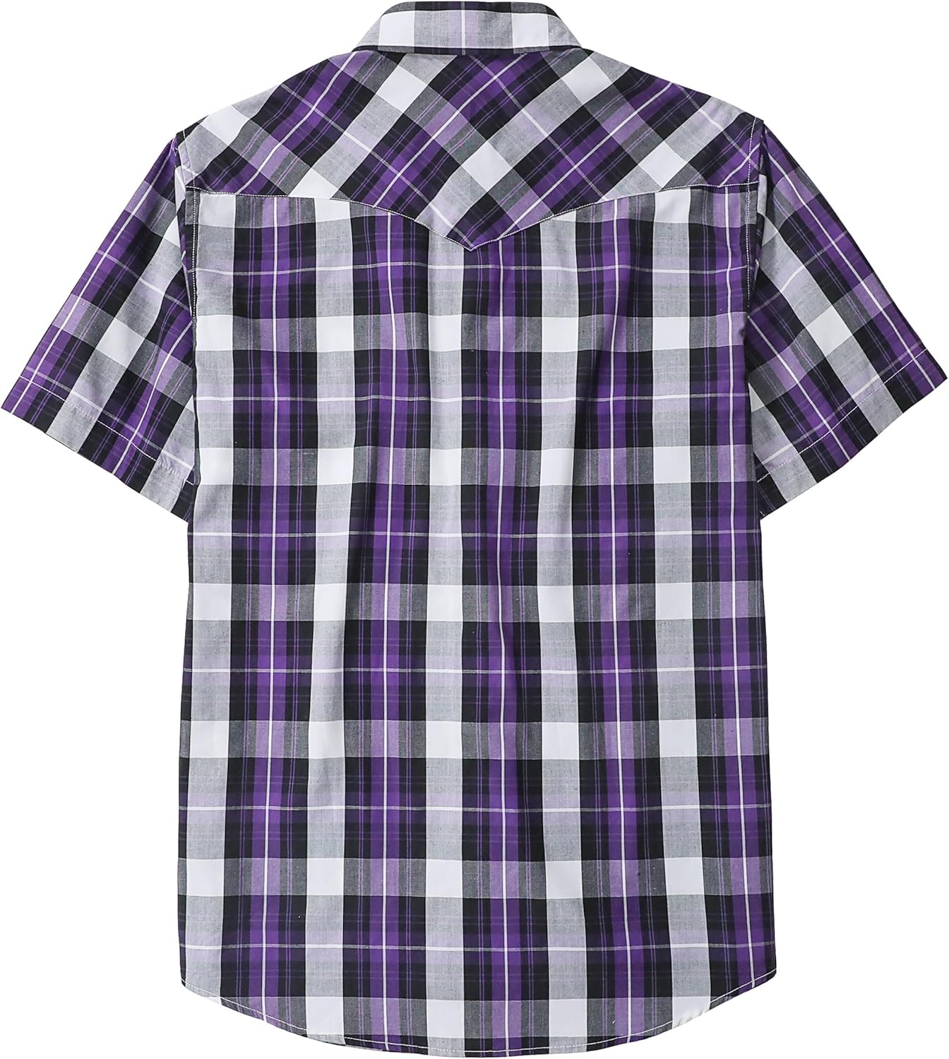 Dubinik® Western Shirts for Men Short Sleeve Plaid Pearl Snap Shirts for Men Button Up Shirt Cowboy Casual Work Shirt - Image 2