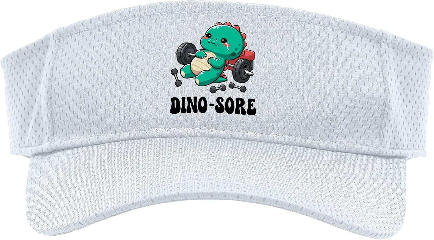 Dinosaur Gym Workout Lifting Weights Fitness Cute Dino Sore Sport Sun Visor
