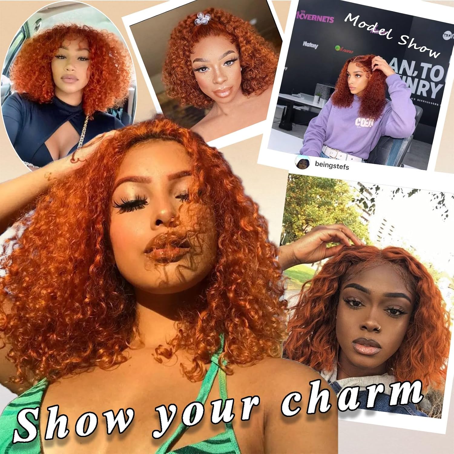 Ginger Wear And GO Glueless Wigs Human Hair Pre Plucked Pre Cut 5×5 Closure Bob Wig Human Hair Short Curly Water Wave Left Part Lace Front Wigs For Black Women 10inch
