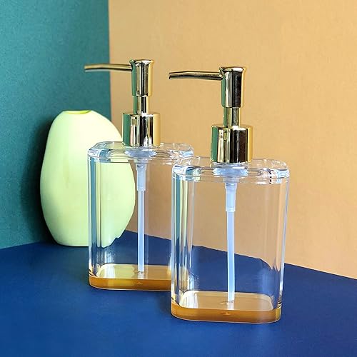 Miniatura 3 de Juego de dispensador de jabón acrílico, juego de accesorios de baño, dispensador de encimera para jabón líquido o loción (oro rosatransparente)