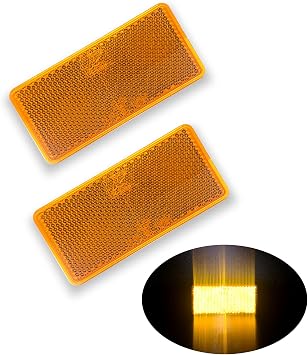 E-Mark CCC 2pcs Rectangle Reflector Self Adhesive Stick on Trailer Driveway Mailbox