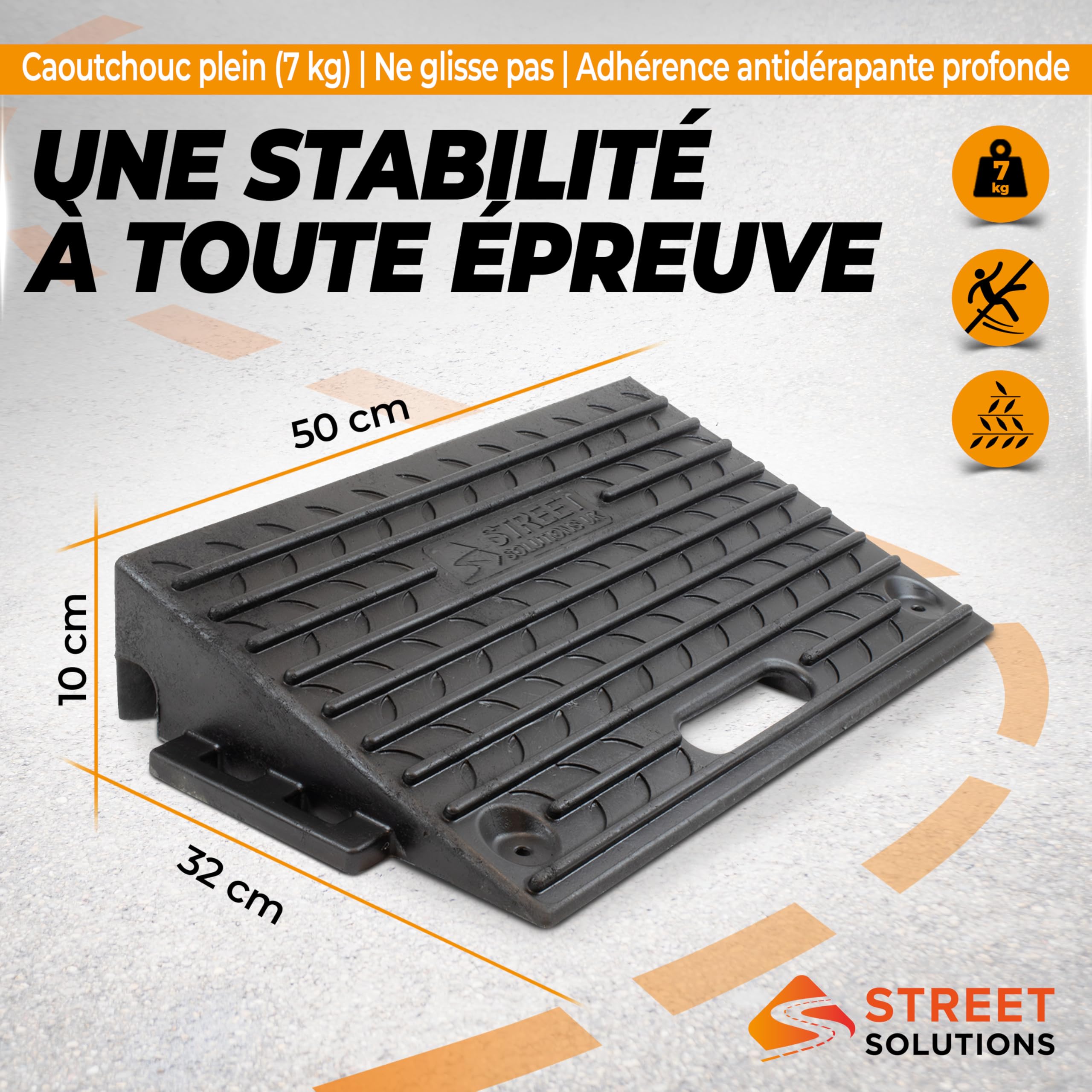 Street Solutions UK Rampe de Trottoir pour Voiture et Fauteuil Roulant – 10 cm Rampe Daccès de Seuil en Caoutchouc Antidérapante