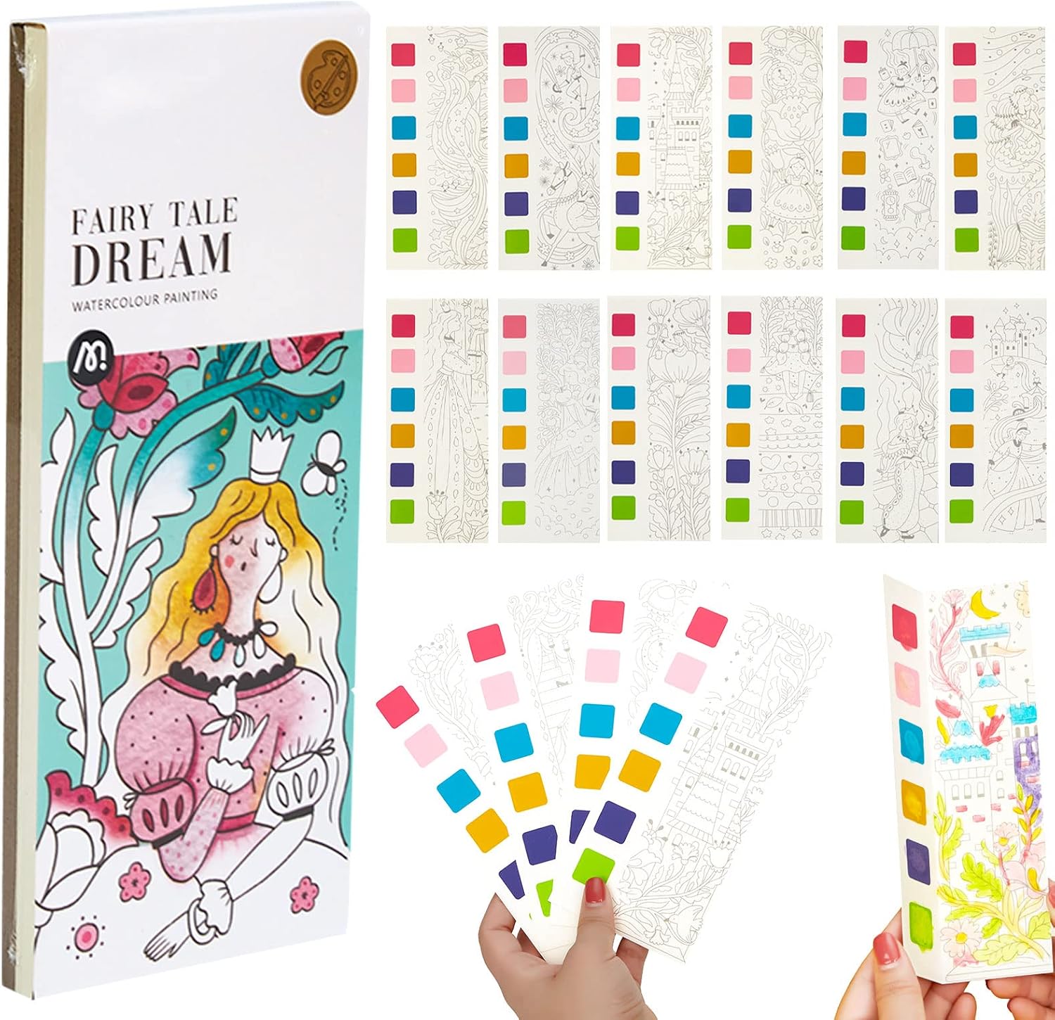 Pocket Watercolor Book Set, Watercolor Painting Book,Watercolor Bookmarks for Kids, Beginning, Students Painters Christmas Gifts (5 PCS)