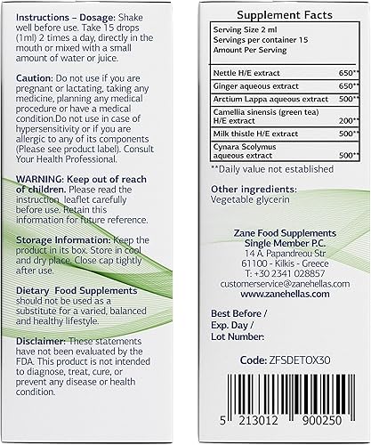 Miniatura 3 de Zane OnDetox │10 – 15 días de limpieza rápida y apoyo | Suplemento de desintoxicación y reparación con cardo mariano, ortiga, bardana mayor,