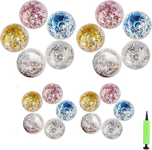 20 bolas inflables de lentejuelas gigantes para fiestas de piscina, confeti con purpurina, bola de discoteca para fiesta, 24 pulgadas + 16 pulgadas