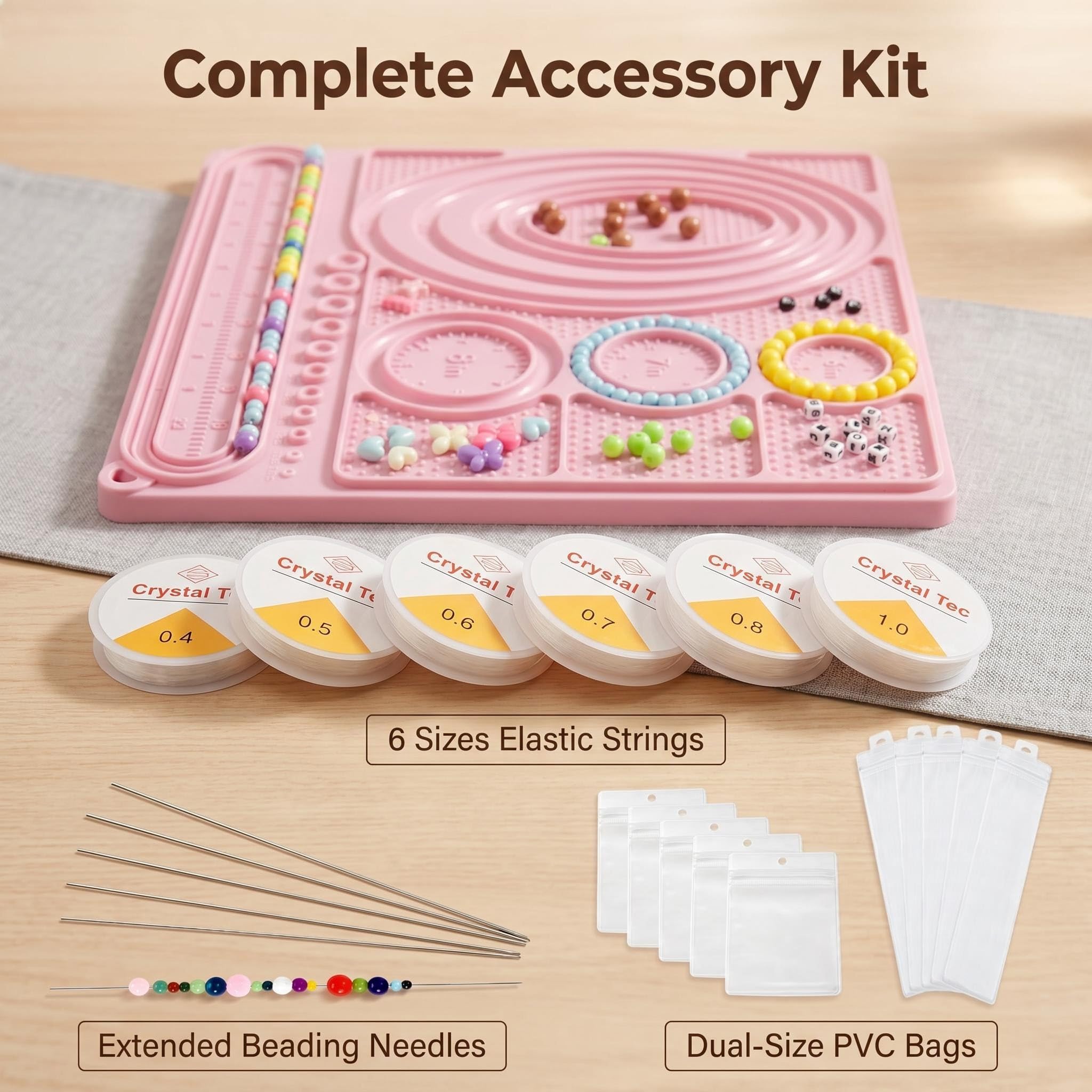 Ryoma Tablero de diseño de cuentas de silicona, kit de 23 piezas para hacer joyas (rosa)