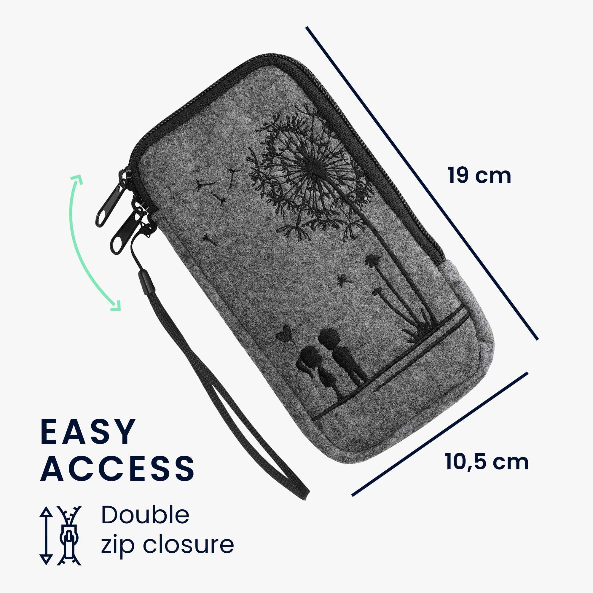 Housse De Protection En Feutre Pour Smartphone Grand Format - Compatible Samsung S22 Ultra, Google Pixel 7 Pro, Xiaomi - 17,2x8,4 Cm, Zip