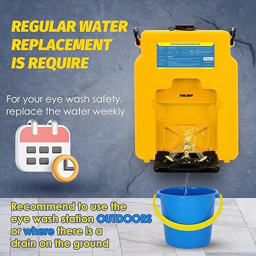 Miniatura 5 de Frifreego Estación de lavado de ojos resistente de 14 galones, estación portátil de lavado de ojos aprobada por OSHA, estación de lavado de ojos