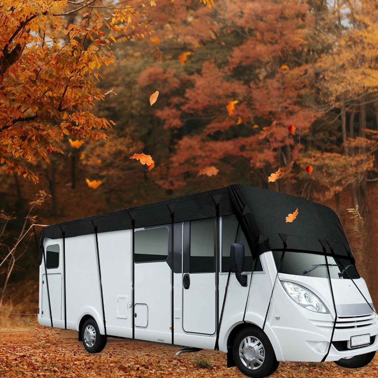Caravan Roof Cover Caravan Cover 210D Oxford Cloth Weather-Resistant RV Roof, 21x10 Ft Foldable Motorhome Tarpaulin Protection