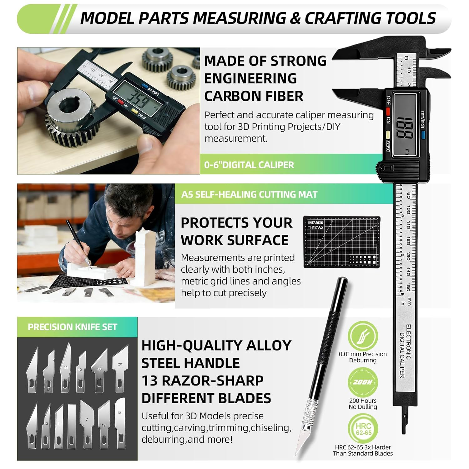76pcs 3D Printer Tools Kit with Bag, 3D Printer Accessories includes Digital Caliper, Hygrometer, PTFE Tube Kit, Deburring Tool, Scrapers, Nozzle Cleaning, for Bambu Lab, Ender 3, FDM/SLA Printers etc
