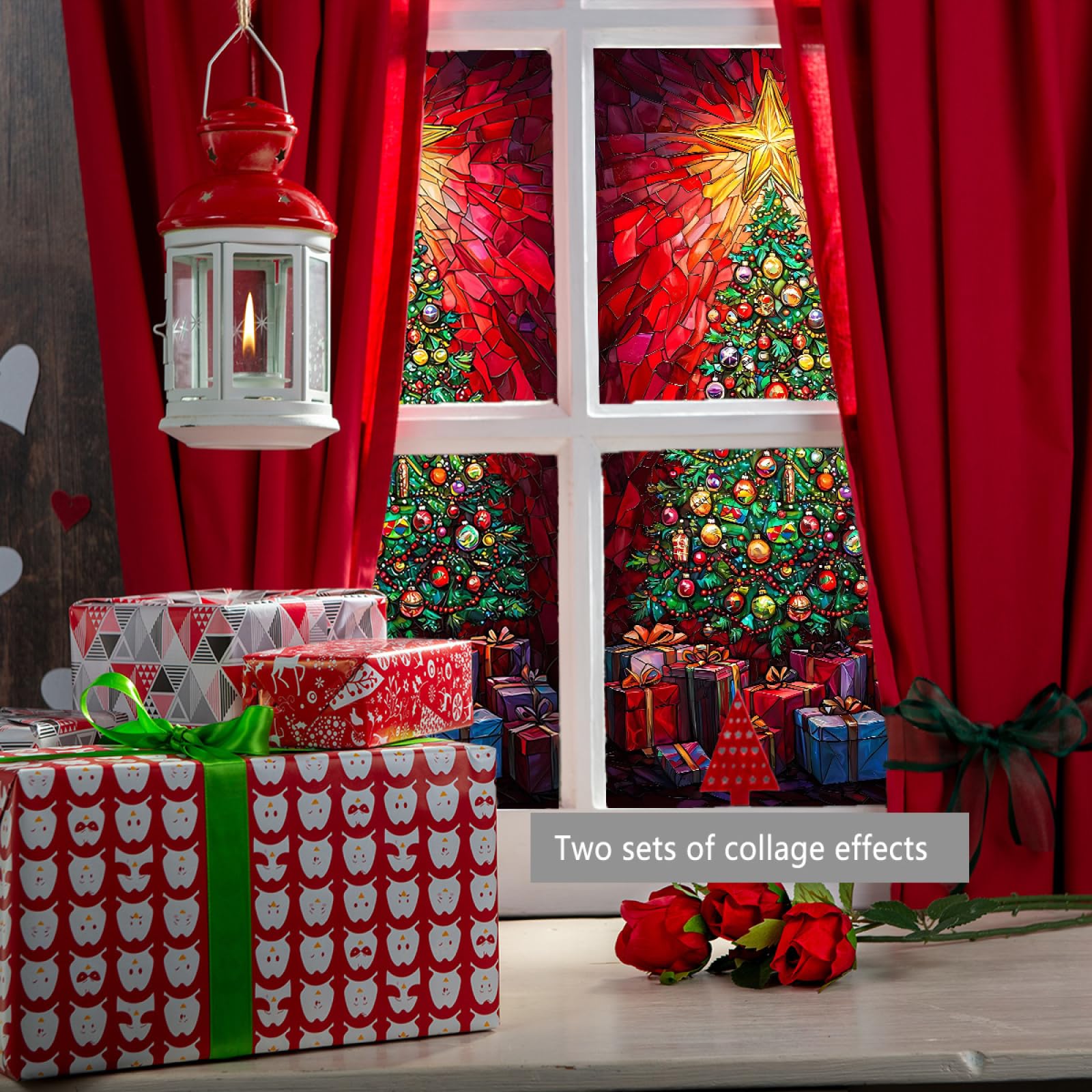 Vinilos para Cristales 45x100cm (3PCS) Ornamento De Navidad Vinilo Adhesivo Cristal Translucido,Vinilos Adhesivos para Cristales,Vinilo Ventana,Mampara Ducha,Window Film Anti UV