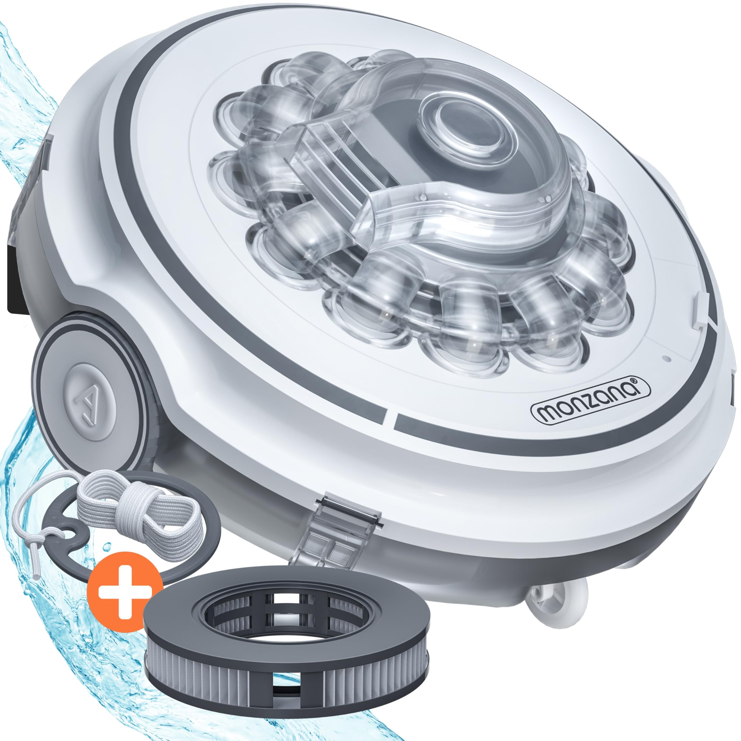 MONZANA® Poolboy 600 Cordless Pool Cleaner | Robot Swimming Pool Cleaner | Rechargable Wireless Fully Automatic Pool Floor Vacuum 80 Minute Runtime | Battery 5200mAh Li-Ion | 80m² | White